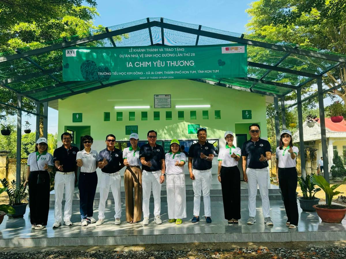 The opening of a new school sanitation block in Kon Tum